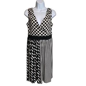 Boston Proper Womens Black White Mixed Media Sleeveless Wrap Dress Size 10 Party